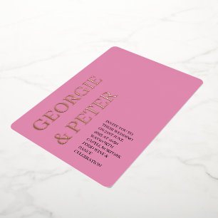 Wedding Invite Real Foil Text Soft Pink Background