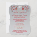 Wedding Invite | Red, Silver, Floral, Hearts