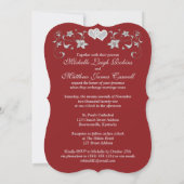 Wedding Invite | Red, Silver, Floral, Hearts 2 (Back)