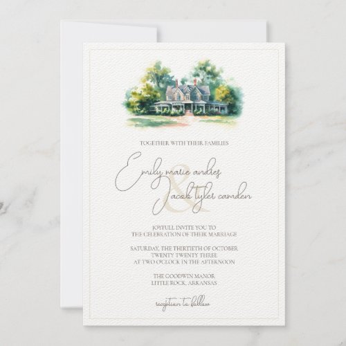 Wedding Invite _ Southren Manor in Watercolor