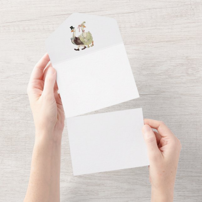 Wedding Invite Vintage Art Wedding Geese (Tearaway)
