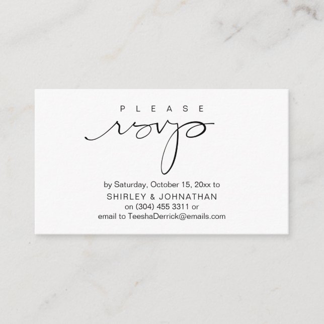 Wedding Invites RSVP via Email or Text Message (Front)