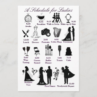 Wedding Itenerary Schedule for Bridesmaids Program