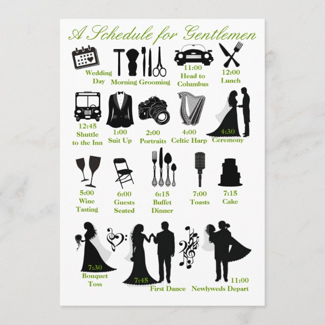 Wedding Itenerary Schedule for Groomsmen Program (Front)