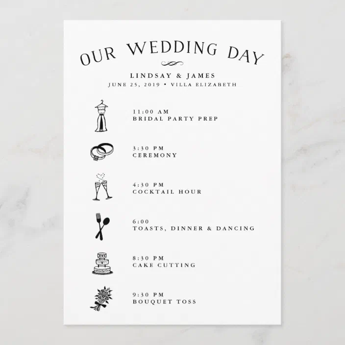 Printed Wedding Schedules Fall Wedding Itinerary Card Welcome Cards Wedding Schedule Cards #wdiS-173 Autumn Wedding Itineraries