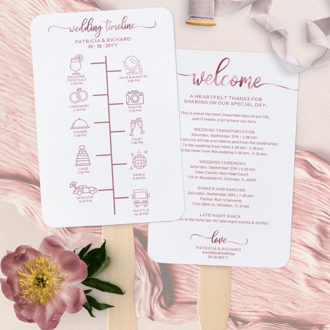 Wedding Itinerary Cocktail - Icon Wedding Welcome  Hand Fan (Creator Uploaded)
