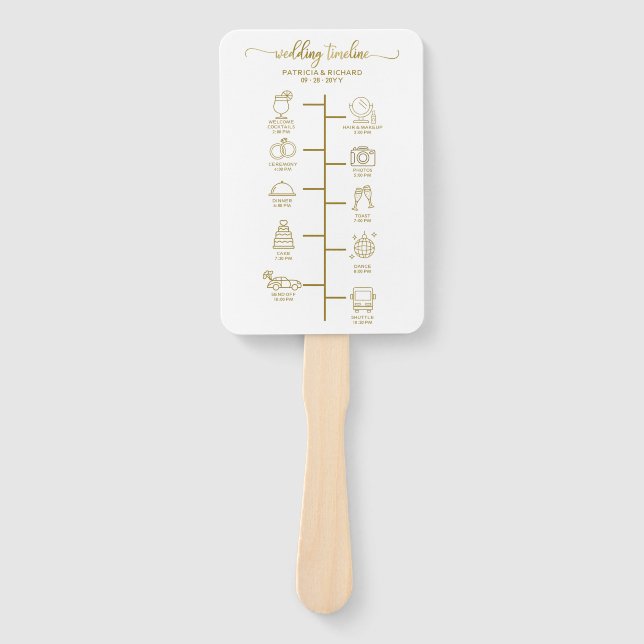 Wedding Itinerary Cocktail - Icon Wedding Welcome  Hand Fan (Front)