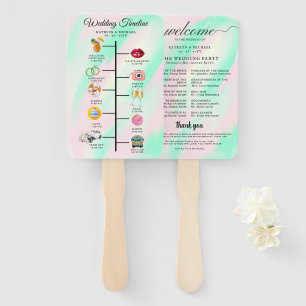 Wedding Itinerary Cocktail - Icon Wedding Welcome  Hand Fan