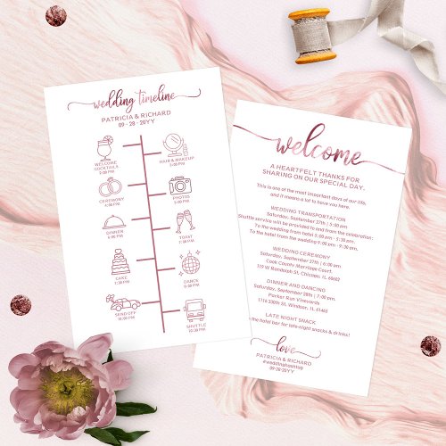 Wedding Itinerary Cocktail _ Icon Wedding Welcome  Invitation