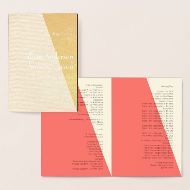 Wedding Itinerary 💕 Elegant Coral Program (Display)