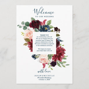 Wedding Itinerary Hotel Welcome Letter - Burgundy Invitation
