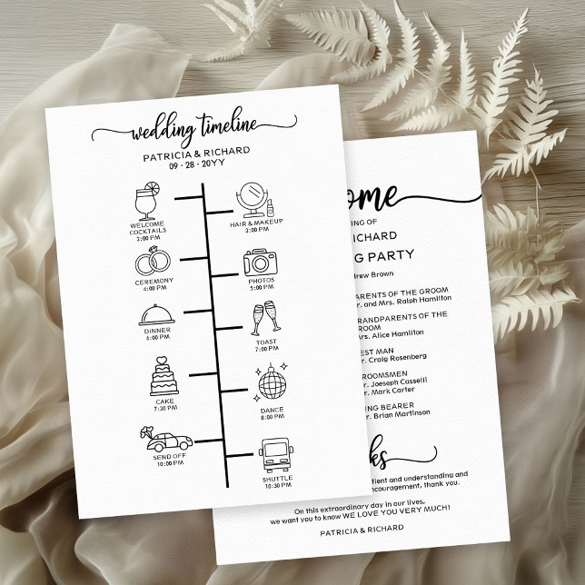 Wedding Itinerary Icon Chic Script Wedding Program (Creator Uploaded)