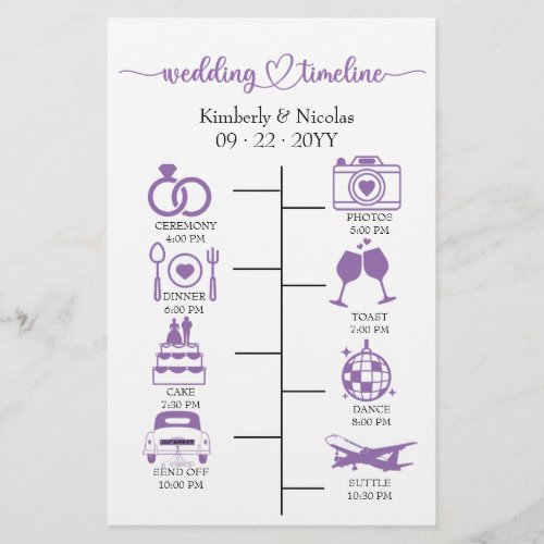 Wedding Itinerary Icon Chic Script Wedding Station Stationery