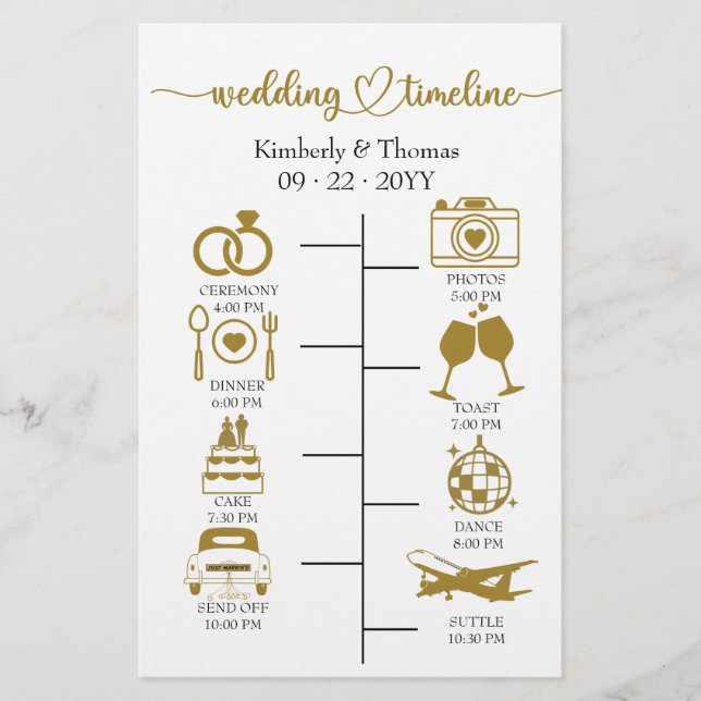 Wedding Itinerary Icon Chic Script Wedding Station Stationery (Front)