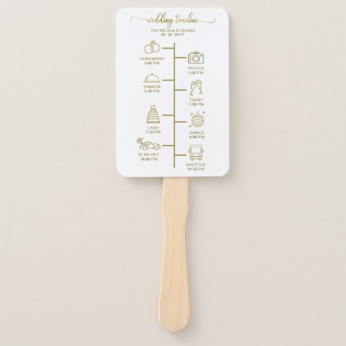 Wedding Itinerary Icon Chic Script Wedding Welcome Hand Fan