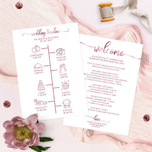 Wedding Itinerary Icon Chic Script Wedding Welcome Invitation
