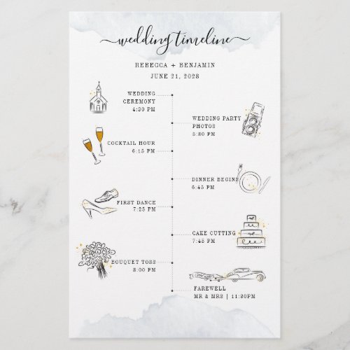 Wedding Itinerary Modern Icons Program Card