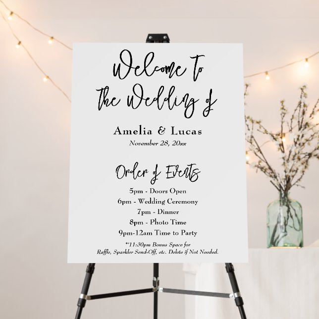 Wedding Itinerary Order of Events Welcome Sign (In Situ (Stand))
