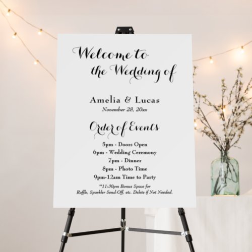 Wedding Itinerary Order of Events Welcome Sign