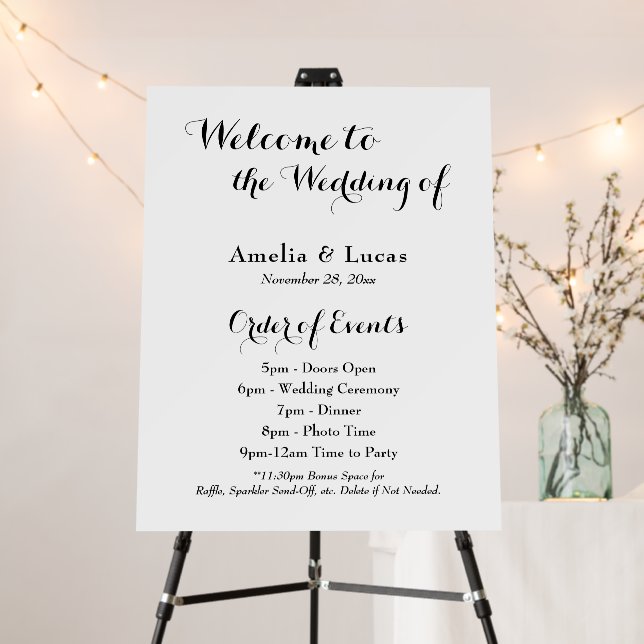 Wedding Itinerary Order of Events Welcome Sign (In Situ (Stand))