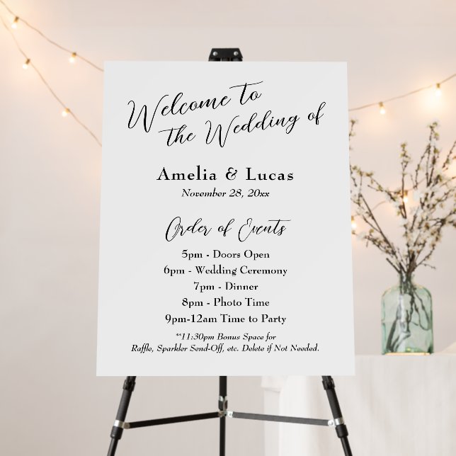 Wedding Itinerary Order of Events Welcome Sign (In Situ (Stand))