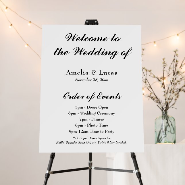 Wedding Itinerary Order of Events Welcome Sign (In Situ (Stand))