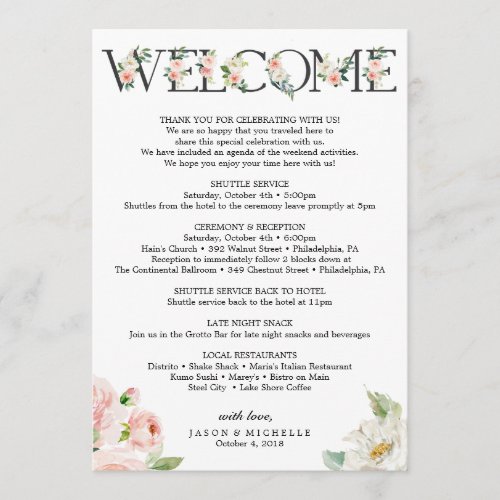 Wedding Itinerary _ Wedding Welcome _ Bachelorette Program