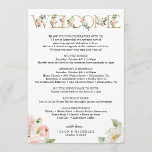 Wedding Itinerary - Wedding Welcome - Bachelorette Program