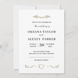 Wedding ivintation minimal design invitation