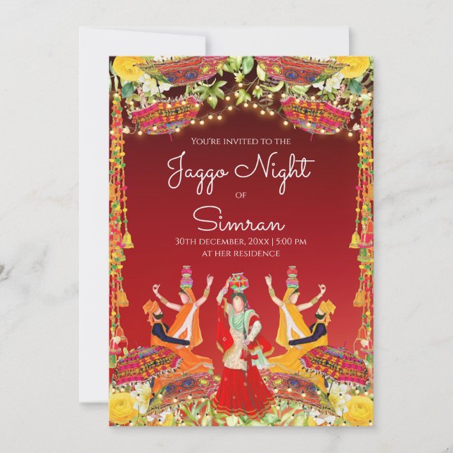 Wedding Jaggo invites as Jago invitations (Front)