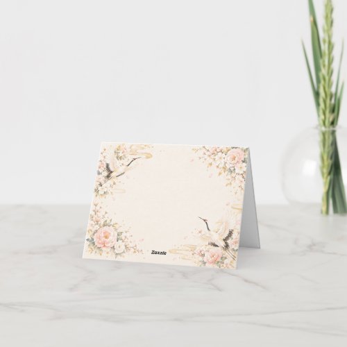 Wedding Japanese Cranes Couple Thank You Card