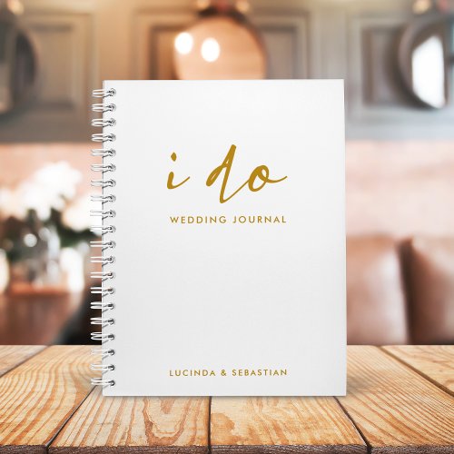 Wedding Journal  Modern Minimal Gold and White