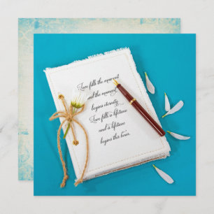 wedding journal with daisy and pen invitation