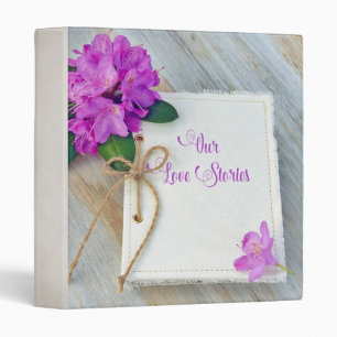 wedding journal with twine bow and azalea blossoms 3 ring binder