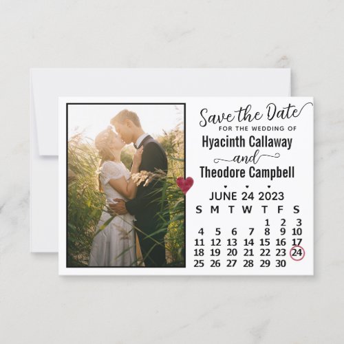 Wedding June 2023 Calendar Custom Photo White Save The Date