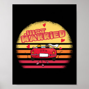 Wedding Just Married Bride Groom Married Long Slee Poster