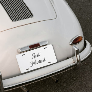 Wedding Just Married Car Banner Sign Decoration License Plate