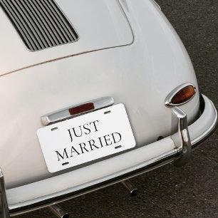 Wedding Just Married Car Banner Sign Decoration License Plate