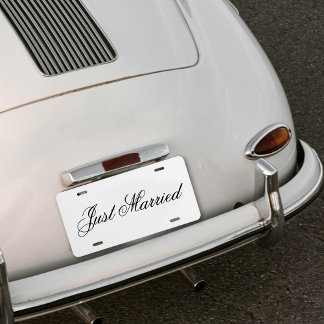 Wedding Just Married Car Banner Sign Decoration License Plate