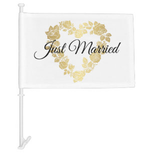 Wedding Just Married Car Flag