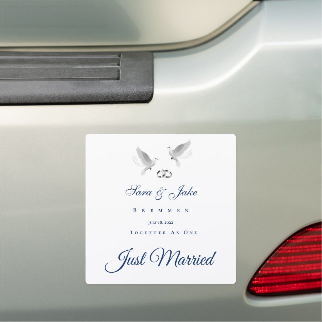 Wedding Just Married Car Magnet-Doves Car Magnet (In Situ)