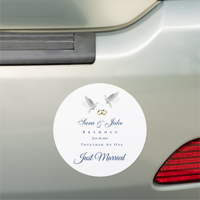Wedding Just Married Car Magnet-Doves Car Magnet (In Situ)