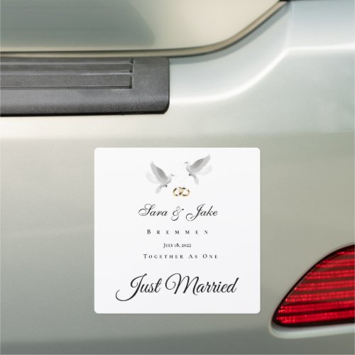 Wedding Just Married Car Magnet_Doves Car Magnet