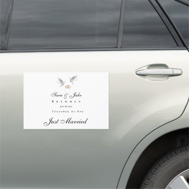 Wedding Just Married Car Magnet-Doves Magnet (In Situ)