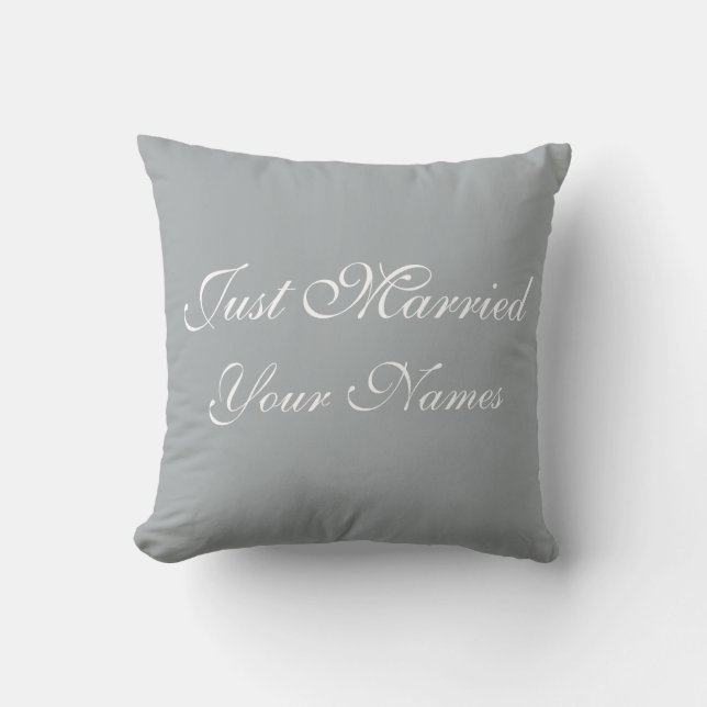 Wedding Just Married Cotton Throw Pillow Customize (Front)