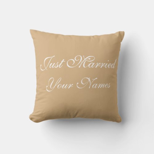 Wedding Just Married Cotton Throw Pillow fawn