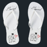 Wedding Just Married Couple Flip Flops<br><div class="desc">This design was created through digital art. It may be personalized by clicking the customize button and changing the color, adding a name, initials or your favorite words. Contact me at colorflowcreations@gmail.com if you with to have this design on another product. Purchase my original abstract acrylic painting for sale at...</div>