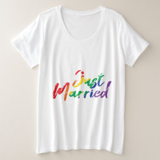 Wedding Just Married Rainbow Colorful Gift Idea Plus Size T-Shirt