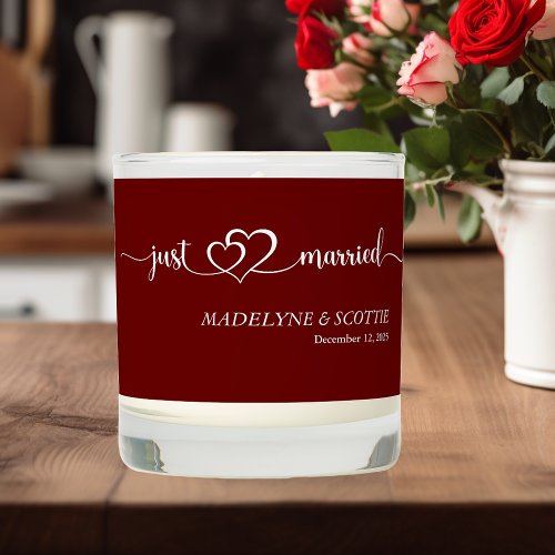 Wedding Just Married Script Colors  Scented Candle