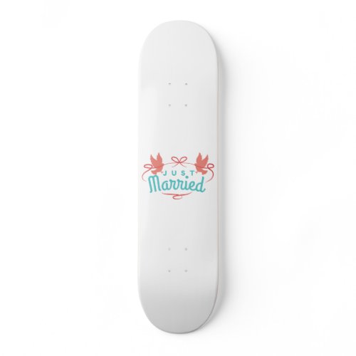 Wedding Just Married Two Birds Colourful Gift Idea Skateboard